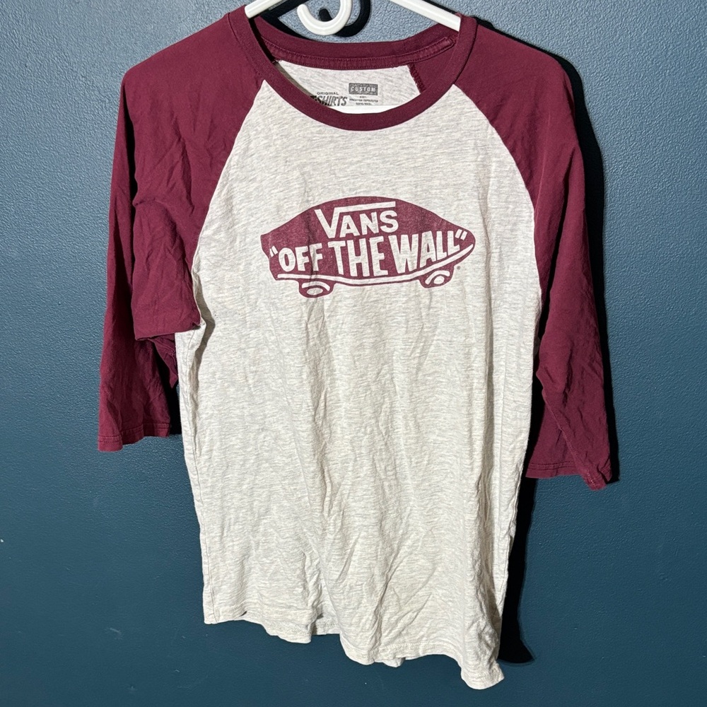 Vans Burgundy and White Long Sleeve Tee